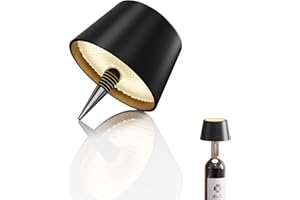 MU LIN lampada da tavolo ricaricabile a forma di bottiglia, senza fili, con controllo touch a 3 livelli di temperatura colore, dimmerabile, ideale per soggiorno e ristorante