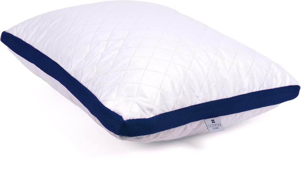 Cotpoly Home Klimalı Yastık 50x70 cm - Hava Sirkülasyonlu Kapitone Mikrofiber Dış Kılıf 850 gr Silikon Dolgulu Ortopedik Uyku Yastığı (Lacivert-Tekli)