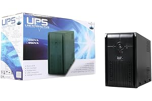 Powercool 850VA Smart UPS Battery Backup – 510W Line-Interactive Uninterruptible Power Supply with AVR, RJ45 Surge Protector, USB Monitoring, 2× UK Outlets, Generator Compatible | 12V 7Ah Battery