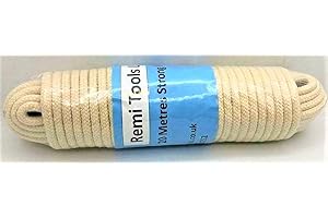 REMI TOOLS(R) REMI TOOLS LTD 20 Meter Cotton Rope (6mm) for Clotheslines & Victorian Pulley Airers - Soft Cotton Rope Multipurpose, Strong & Durable Twisted Cord for Indoor & Outdoor Use - Pulley Rope