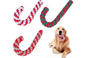 FRGASGDS Dog Rope Toy Set for Christmas,3Pcs Christmas Pet Chew Toys Dog Toys Christmas Candy Cane Pet Chew Rope Toy Durable Braided Cotton Rope Toy Large Cotton Rope Pet Toy for Christmas Dog Pets Chewing