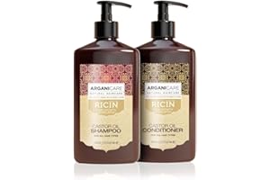 ARGANICARE | Coffret Duo Ricin | Shampoing + Après-shampoing Pousse & Renforcement | Tous Types de Cheveux |.Force & Hydratation | 2 x 400 ml