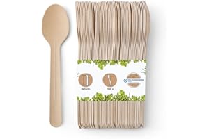 BIOZOYG Cuchara papel de 16,5 cm marron I Cucharas catering de papel,estable, respetuoso con el medio ambiente y sin plástico I Cubiertos de snack para camiones de comida I Cucharas fiesta 100 piezas