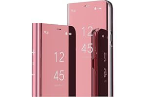 MRSTER Funda Xiaomi Redmi Note 10 5G Carcasa Espejo Mirror Flip Caso Clear View Standing Cover Mirror Cover Protectora Cubierta para Xiaomi Redmi Note 10 5G / Poco M3 Pro 5G. Mirror: Rose Gold