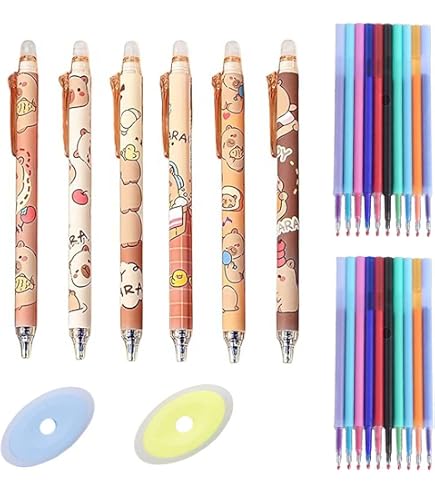 Set Di 4 Penne Gel Cancellabili Capybara - Punta Frizione 0,5 Mm - Design Kawasaki A Forma Di Animale, Retrattili - 2