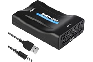 Goldoars Convertitore Scart a HDMI Adattatore Video Audio 1080P/720P HD Supporto PAL NTSC SECAM per PS4 PS3 TV DVD, Nero