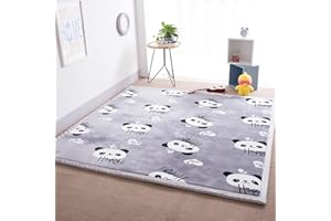 Loartee korallen Samtmatte, Teppich, als Krabbeldecke fürs Kind, Yogamatte und Übungsauflage geeignet, Panda, 150 * 150cm