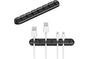 HUBEI Zaciski kablowe Organizer do zarządzania kablami, haczyki samoprzylepne, uchwyt na kable zasilające i kable do akcesoriów do ładowania, kabli myszy, PC, biura i domu (7)