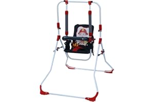 ‎CLAMARO Clamaro 2 in 1 Babyschaukel 'SWING' Indoor Baby Schaukel und Hochstuhl in einem, Sicherheitsgurt mit Bügel, gepolsterter Sitz, kompakt zusammenklappbar - Motiv: Feuerwehr