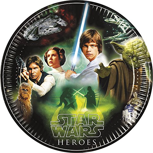 23 cm Heroes und Villains Star Wars Pappteller, 8 Stück mit Helden