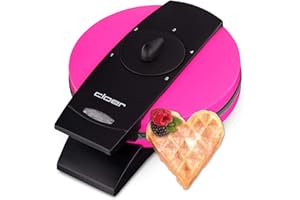 Cloer 1627-11 Gofreras para gofres de corazón, 930 vatios, tamaño de gofre 15.5 cm, nivel de tostado infinitamente seleccionable, rosa