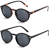 ZENOTTIC 2 Paia Occhiali da Sole Polarizzati per Uomo Donna Retro Vintage Rotondi Quadrati Protezione UV400 Unisex