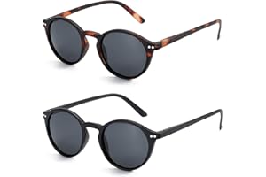 ZENOTTIC 2 Pares Gafas De Sol Polarizadas para Mujer Hombre Retro Redondas Cuadradas Protección UV400 Unisex Gafas de Sol