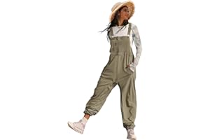 YESNO Women's Casual Corduroy Overalls Adjustable Straps Loose Sleeveless Harem Bib Jumpsuits for Women with Pockets PCLUK