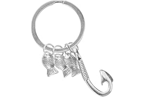 Amosfun Fisch Schlüsselanhänger Angelhaken Angeln Anhänger Vatertag Fischer Geschenk Freund Papa Mann Geburtstagsgeschenk (Stil 1)