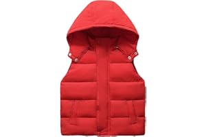 AIEOE Unisex Niño Niña Chaleco de Plumas sin Mangas con Capucha Desmontable con Bolsillo y Cremallera para 4-11 Años