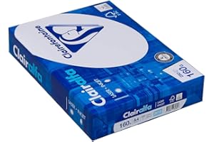 ‎CLAIREFONTAINE Clairefontaine 2618C - Ries Druckerpapier / Kopierpapier Clairalfa, extraweiß, DIN A4, 160g, 250 Blatt, Weiß, 1 Ries