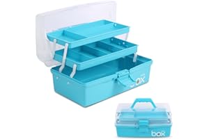 AMZPDD Organizzatore Portatile, Pieghevole, Trasparente, A 3 Strati In Plastica Per Il Cucito, Cassetta Degli Attrezzi, Organizzatore Di Materiali Per L'artigianato, Kit Di Pronto Soccorso(30 cm)