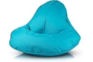 Ecopuf Frog - Pouf a pera, cuscino morbido per poltrona con imbottitura - Per la casa e l'esterno - Bambini e Adulti - Poliestere durevole e resistente alle macchie - 120x80 cm - Blu cielo Nc7