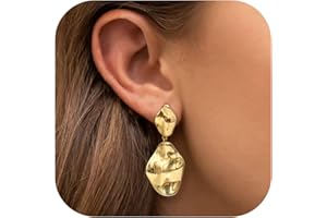 Chriscoco Kolczyki ze srebra próby 925, wiszące kolczyki damskie, srebro próby 925, hipoalergiczne kolczyki srebrne, wiszące 14 K, pozłacane kroplami, długie kolczyki