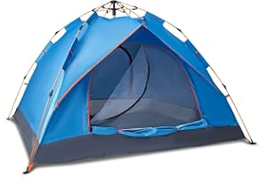 SA Products Pop Up Tent - Waterproof & Lightweight Single-Layer Spring Camping Tent for 3-4 People with Portable Canopy - For Beach, Hiking, Festival, Outdoor Use - Easy Set Up - 200x200x135cm