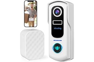 Timbre Inalámbrico Exterior Impermeable con Camara, nicezing 2K FHD Wifi Videoportero Exterior, Detección de Movimiento PIR, Visión Nocturna, Mensaje de Voz, Cambiador de Voz, Alerta Instantánea