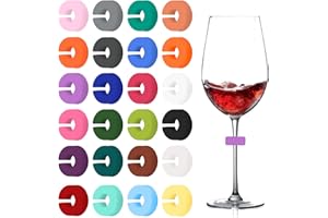 Fogbush Anillos Marcadores para Copas，24 Unidades - Silicona,Reutilizable,C anillo Color,Identifica Tu Vaso en Fiestas Decoración para Bodas, Cumpleaños y Eventos