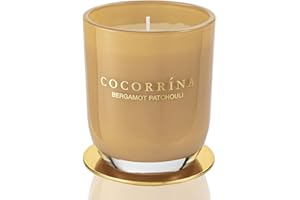 Cocorrína Candle Bougie Parfumée en pot - Bergamote Patchouli, Durée de combustion jusqu'à 22 heures, Bougie Naturelle de Soja, Bougie Cadeau de Noël, 180g