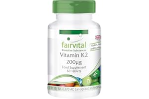 Fairvital | Vitamin K2 MK-7 200µg - HIGH Dosage - Menaquinone MK-7 - Natural & Fermented from Natto - Vegan - 60 Tablets