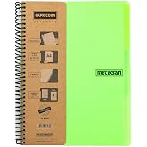 Meteksan Capricorn Neon Serisi, A4, 6 Konulu (3 Kareli, 3 &Ccedil;izgili) 180 Yaprak PP Kapaklı Spiralli Defter, Yeşil