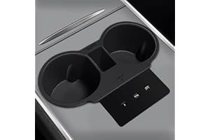 ThinsGo Insert Centre Console Silicone Water Cup Holder Bottle Holder Interior Tesla Model 3 Model Y Accessories-Black
