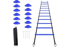 YHOTOGEA Agility Leiter Fußball Trainingsgerät Kinder, Fußballleiter Training mit 4 Heringen für Jugend, Geschwindigkeitsleiter, Workout-Leiter, Trainingsleiter für Fußball, Rugby, Tennis, Basketball