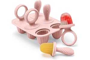 CLDY 6 Mulden Eisformen Baby Silikon, Kinder Eisförmchen Popsicle Formen, Enthält 6 Stäbchen, BPA-Frei, Lebensmittelecht, leicht zu reinigen, ideal für Fruchtpüree & Muttermilch (Rosa)