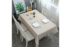 YAAVAAW 137*180cm Coffee Checkered PVC TableCloth Plaid Wipeable Tablecloth Rectangular ,Plastic Wipe Clean Tablecloth Stain Resistant,Waterproof,Oil-proof Gingham Table Cover for Outdoor Picnic,Party,Dinner