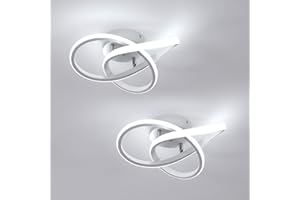Seamoon 2 Pezzi Plafoniera LED, 30W 3375LM Lampada da Soffitto Moderna Bianco Freddo 6500K, Lampadario LED Soffitto Creativo Forma per Camera da Letto Soggiorno Cucina Corridoio Balcone, Dia 30cm