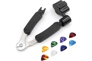 LSUWDE 3 in 1 Guitar String Winder, with 8 Pcs Guitar Picks, String Winding Acoustic Electric Guitar String Winding Tool, Guitar String Puller Accessories, Guitar Repair and Adjustment Tool