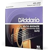 Daddario Ej13 Akustik Gitar Tel Seti, 80/20 Bronz Custom Light G | Western gitar i&ccedil;in parlak 80/20 bronz teller, net tonlu, g