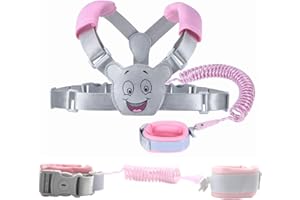 SMBOX Baby Reins Walking Backpack Harness for Toddlers, Kids, Children 3-in-1, Anti Lost Safety Wrist Cuff with Lock + Backpack + 1.5m Bungee Straps Link
