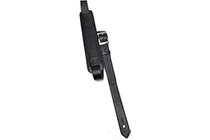 Custom Style Tracolla Chitarra Basso Vintage in Pelle Nera 3cm con Spallino T330Y21