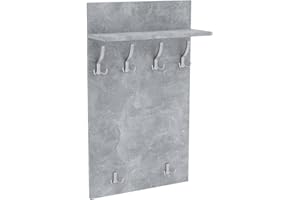 AKKE Maxi Appendiabiti Ingresso Moderno da Parete Muro Guardaroba 100cm x 60cm Calcestruzzo/Alluminio.