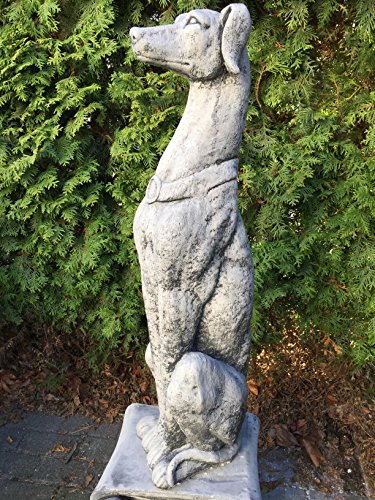 Steinfigur Gartenfigur Dekohund Greyhound Figur Hund Windhund Statue 76,8 Höhe - 3