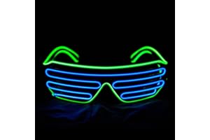 Therlan Neon Brille Led, Leuchten Party Brille, LED PartyBrille, Flashing Led Sonnenbrille Kostüme, Atzenbrille Leuchtbrille für Rave EDM Party (Grün-Blau)