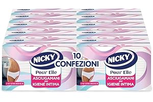 Nicky Asciugamani Intimi Monouso Pour Elle, 10 Confezioni da 100 Asciugamani, Gettabile nel WC, Carta a 2 Veli, Per Igiene Intima, Indicato Durante Il Ciclo Mestruale, 100% Cellulosa FSC