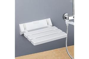 BTSAE Sgabello Doccia Pieghevole a Muro, Adatto per vasca da bagno, Sedile per Doccia Parete Ribaltabile, Sedia da Doccia Disabili Anziani Bianco, Supporta 130 kg, Sedia Da Muro Doccia Per Disabili
