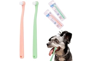 SALBSEVER Paquete de 2 mini cepillos de dientes suaves para gatos y perros, kit de limpieza profunda, portátil, fácil de usar y fácil de usar para cachorros, gatitos, perros pequeños y gatos