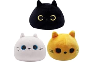 Tittaty 3 unidades de gatos de peluche de peluche para gatos, cojín de peluche suave, almohada de peluche, juguete de Navidad, fiesta de cumpleaños, regalos, decoración, 10 cm (naranja/blanco/negro)
