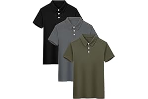 YUSHOW 3 Pack Mens Polo Shirts Short Sleeve Quick Dry Golf Polo Shirts for Men Adult Lightweight Mens Running Sports Tee Top Gym Workout Polo T Shirts