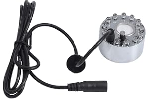 Haptufer 24V Brumisateur à Ultrasons à Changement de Couleur Brumisateur D' Atomiseur D'éTang Humidificateur d'air 12 LED avec Adaptateur