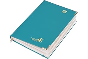 POPRUN Agenda 2025 Semainier 26,5 x 21,5 cm De Août 2024 à Déc 2025, Premium Planner Scolaire 17 Mois, Couvercle en cuir de coton PU, Papier Certifié 100 g/m² - Pacifique Vert