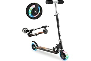 Teamoove Scooter for Kids Ages 3-5, LED Light Up 2 Wheels Gift Scooter for Girls and Boys,Folding Adjustable Kick Scooter for Kids Ages 5-8,Lightweight Kids Scooter with Kickstand and Rear Brake